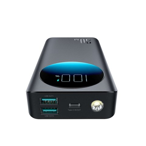 Powerbank z latarką 30W 30000mAh + kabel USB-A - USB-C 25cm czarny Powerbank z latarką 30W 30000mAh + kabel USB-A - USB-C 25cm czarny