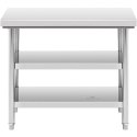 Stół blat roboczy centralny stalowy 2 półki 100 x 60 cm do 600 kg