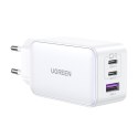 Szybka ładowarka sieciowa GaN 65W USB-A / 2x USB-C biała Szybka ładowarka sieciowa GaN 65W USB-A / 2x USB-C biała