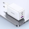 Szybka ładowarka sieciowa GaN 65W USB-A / 2x USB-C biała Szybka ładowarka sieciowa GaN 65W USB-A / 2x USB-C biała