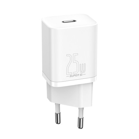 Szybka ładowarka sieciowa Si 25W 3A z kablem USB-C 1m biały