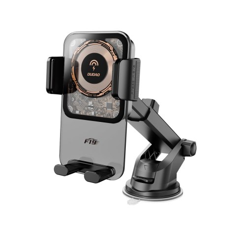 Uchwyt samochodowy F19 zaciskowy na telefon z ładowarką indukcyjną 15W czarny Uchwyt samochodowy F19 zaciskowy na telefon z ładowarką indukcyjną 15W czarny