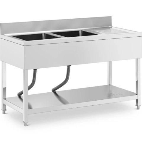 Zlew basen dwukomorowy z ociekaczem półką i rantem 140 x 60 x 97 cm Zlew basen dwukomorowy z ociekaczem półką i rantem 140 x 60 x 97 cm