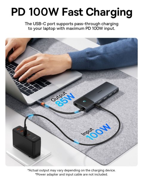 11w1 HUB Adapter USB-C USB-A / PD / HDMI / DP / RJ-45 / SD / TF czarny 11w1 HUB Adapter USB-C USB-A / PD / HDMI / DP / RJ-45 / SD / TF czarny