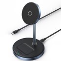 2w1 Stacja ładująca 20W i podstawka magnetyczna MagSafe Qi USB-C czarna 2w1 Stacja ładująca 20W i podstawka magnetyczna MagSafe Qi USB-C czarna