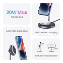 2w1 Stacja ładująca 20W i podstawka magnetyczna MagSafe Qi USB-C czarna 2w1 Stacja ładująca 20W i podstawka magnetyczna MagSafe Qi USB-C czarna