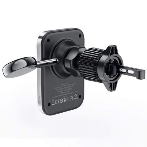 2w1 Uchwyt samochodowy z ładowarką indukcyjną do telefonu i smartwatcha MagSafe Qi czarny 2w1 Uchwyt samochodowy z ładowarką indukcyjną do telefonu i smartwatcha MagSafe Qi czarny