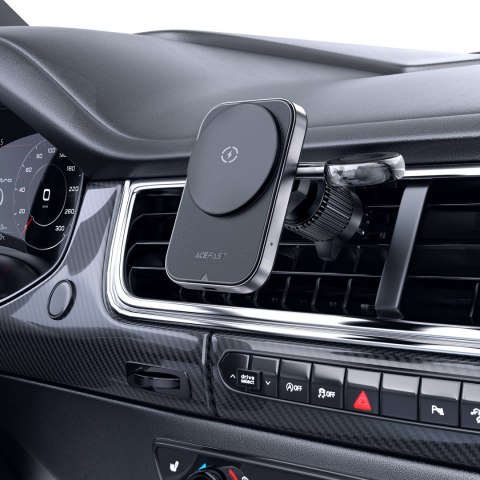 2w1 Uchwyt samochodowy z ładowarką indukcyjną do telefonu i smartwatcha MagSafe Qi czarny 2w1 Uchwyt samochodowy z ładowarką indukcyjną do telefonu i smartwatcha MagSafe Qi czarny