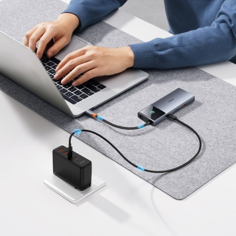 6w1 HUB Adapter USB-C do USB-A / USB-C / PD / HDMI / RJ-45 czarny 6w1 HUB Adapter USB-C do USB-A / USB-C / PD / HDMI / RJ-45 czarny