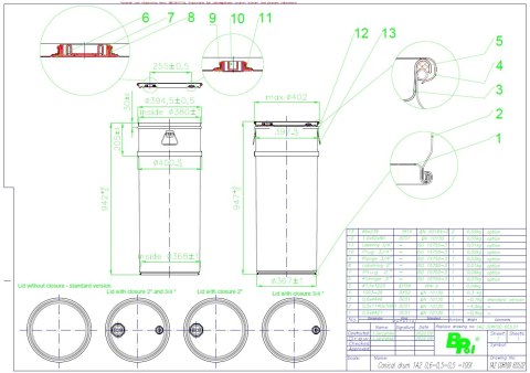 Beczka stalowa OH 100L zdejmowane wieko korki 2 i 3/4 wnętrze lakierowane - niebieska Beczka stalowa OH 100L zdejmowane wieko korki 2 i 3/4 wnętrze lakierowane - niebieska