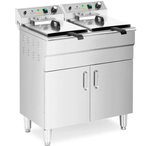Frytownica elektryczna podwójna wolnostojąca z szafką 400 V 10000 W 26 l Frytownica elektryczna podwójna wolnostojąca z szafką 400 V 10000 W 26 l