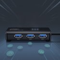 HUB Adapter sieciowy USB-A - RJ45 1000 Mbps / 3x USB 3.0 czarny HUB Adapter sieciowy USB-A - RJ45 1000 Mbps / 3x USB 3.0 czarny