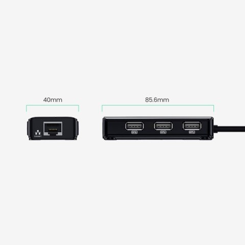 HUB Adapter sieciowy USB-A - RJ45 10/100 Mbps / 3x USB 3.0 czarny HUB Adapter sieciowy USB-A - RJ45 10/100 Mbps / 3x USB 3.0 czarny