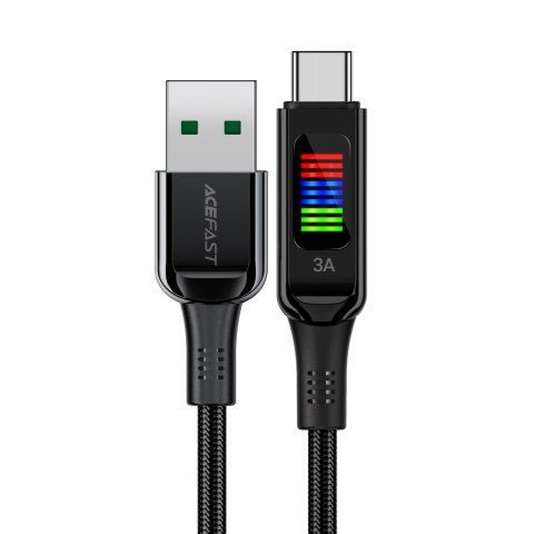Kabel przewód USB-A - USB-C 60W z wyświetlaczem 1.2m czarny Kabel przewód USB-A - USB-C 60W z wyświetlaczem 1.2m czarny
