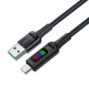 Kabel przewód USB-A - USB-C 60W z wyświetlaczem 1.2m czarny Kabel przewód USB-A - USB-C 60W z wyświetlaczem 1.2m czarny