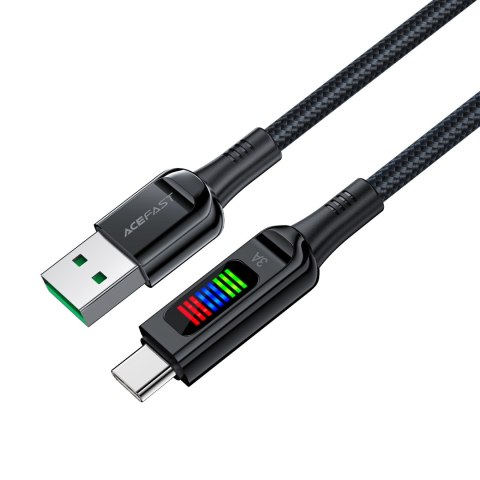 Kabel przewód USB-A - USB-C 60W z wyświetlaczem 1.2m czarny Kabel przewód USB-A - USB-C 60W z wyświetlaczem 1.2m czarny