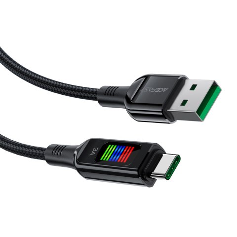 Kabel przewód USB-A - USB-C 60W z wyświetlaczem 1.2m czarny Kabel przewód USB-A - USB-C 60W z wyświetlaczem 1.2m czarny