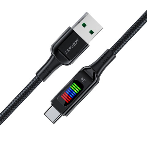 Kabel przewód USB-A - USB-C 60W z wyświetlaczem 1.2m czarny Kabel przewód USB-A - USB-C 60W z wyświetlaczem 1.2m czarny