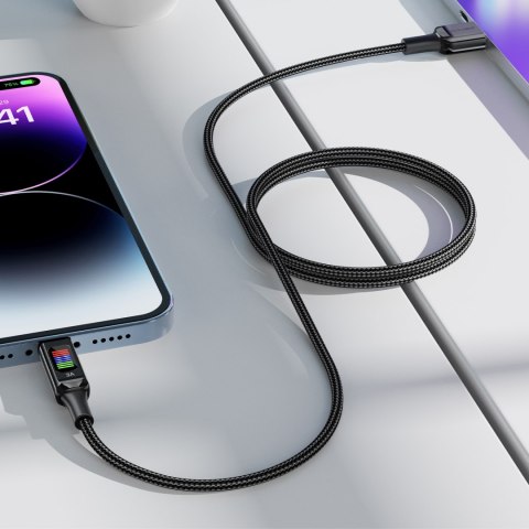 Kabel przewód USB-A - USB-C 60W z wyświetlaczem 1.2m czarny Kabel przewód USB-A - USB-C 60W z wyświetlaczem 1.2m czarny