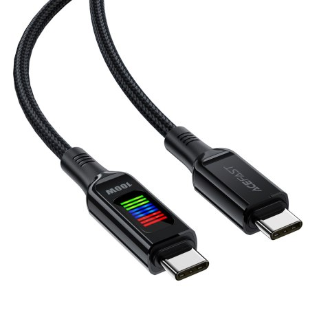 Kabel przewód USB-C - USB-C 100W z wyświetlaczem 1.2m czarny Kabel przewód USB-C - USB-C 100W z wyświetlaczem 1.2m czarny
