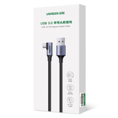 Kabel przewód kątowy USB - USB-C 5Gb/s 3A 1m czarny