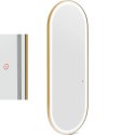 Konsola konsoleta fryzjerska lustro z oświetleniem LED owalne 180 x 70 cm - złote Konsola konsoleta fryzjerska lustro z oświetleniem LED owalne 180 x 70 cm - złote