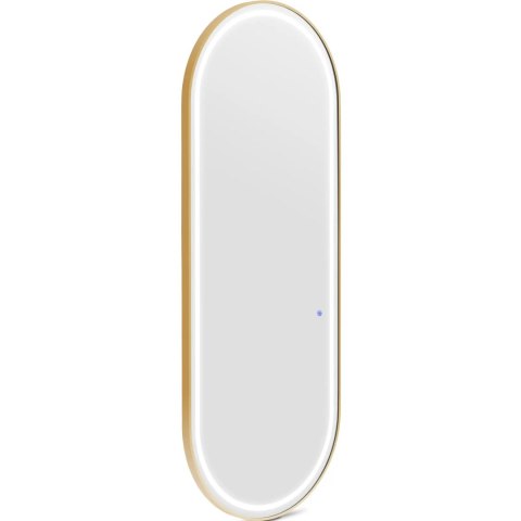 Konsola konsoleta fryzjerska lustro z oświetleniem LED owalne 180 x 70 cm - złote Konsola konsoleta fryzjerska lustro z oświetleniem LED owalne 180 x 70 cm - złote