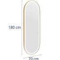 Konsola konsoleta fryzjerska lustro z oświetleniem LED owalne 180 x 70 cm - złote Konsola konsoleta fryzjerska lustro z oświetleniem LED owalne 180 x 70 cm - złote
