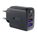 Ładowarka sieciowa PD 35W GaN z 3 portami 2x USB-A + USB-C czarna Ładowarka sieciowa PD 35W GaN z 3 portami 2x USB-A + USB-C czarna