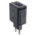 Ładowarka sieciowa PD 35W GaN z 3 portami 2x USB-A + USB-C czarna Ładowarka sieciowa PD 35W GaN z 3 portami 2x USB-A + USB-C czarna