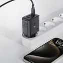 Ładowarka sieciowa PD 35W GaN z 3 portami 2x USB-A + USB-C czarna Ładowarka sieciowa PD 35W GaN z 3 portami 2x USB-A + USB-C czarna
