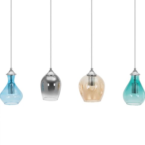 Lampa sufitowa nowoczesna 4 punktowa E27 - szklane klosze Lampa sufitowa nowoczesna 4 punktowa E27 - szklane klosze