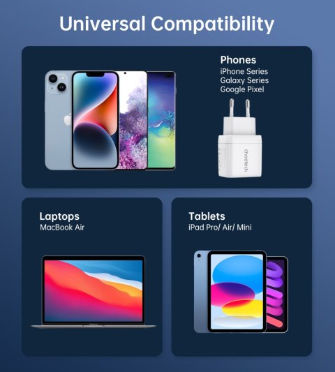 Mała mocna ładowarka sieciowa GaN USB-A USB-C PD 35W z wyświetlaczem biała Mała mocna ładowarka sieciowa GaN USB-A USB-C PD 35W z wyświetlaczem biała