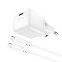 Mini Ładowarka sieciowa PD 20W GaN + kabel USB-C biała Mini Ładowarka sieciowa PD 20W GaN + kabel USB-C biała