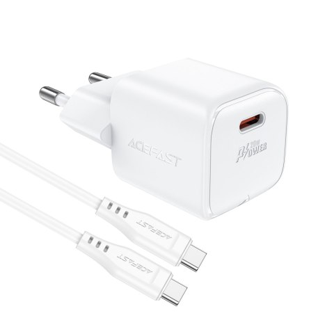 Mini Ładowarka sieciowa PD 20W GaN + kabel USB-C biała Mini Ładowarka sieciowa PD 20W GaN + kabel USB-C biała