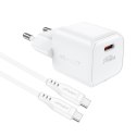 Mini Ładowarka sieciowa PD 30W GaN + kabel USB-C biała Mini Ładowarka sieciowa PD 30W GaN + kabel USB-C biała