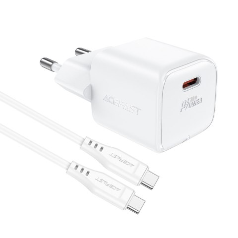 Mini Ładowarka sieciowa PD 30W GaN + kabel USB-C biała Mini Ładowarka sieciowa PD 30W GaN + kabel USB-C biała