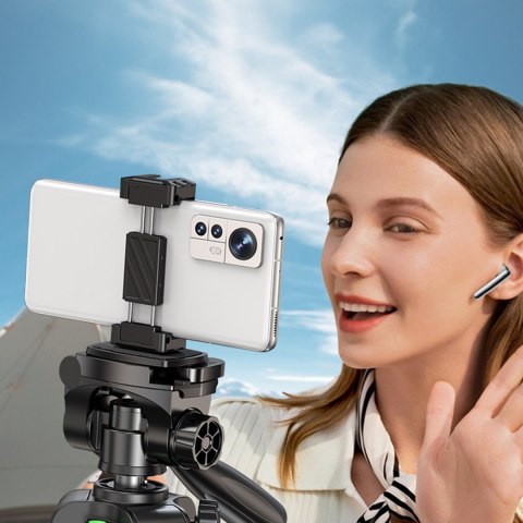 Profesjonalny statyw do smartfonów i aparatów fotograficznych 175 cm czarno-szary Profesjonalny statyw do smartfonów i aparatów fotograficznych 175 cm czarno-szary