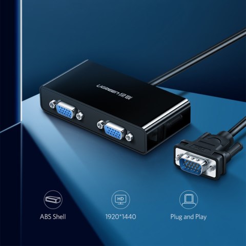 Rozdzielacz ekranów monitorów adapter Video VGA - 2x VGA czarny Rozdzielacz ekranów monitorów adapter Video VGA - 2x VGA czarny