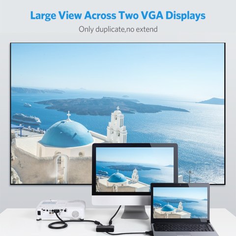 Rozdzielacz ekranów monitorów adapter Video VGA - 2x VGA czarny Rozdzielacz ekranów monitorów adapter Video VGA - 2x VGA czarny