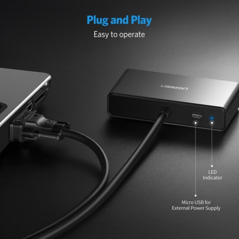 Rozdzielacz ekranów monitorów adapter Video VGA - 2x VGA czarny Rozdzielacz ekranów monitorów adapter Video VGA - 2x VGA czarny