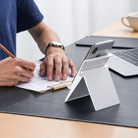 Składana podstawka na telefon tablet z regulacją wysokości biała Składana podstawka na telefon tablet z regulacją wysokości biała