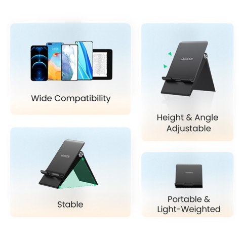 Składana podstawka na telefon tablet z regulacją wysokości czarna Składana podstawka na telefon tablet z regulacją wysokości czarna