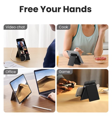 Składana podstawka na telefon tablet z regulacją wysokości czarna Składana podstawka na telefon tablet z regulacją wysokości czarna