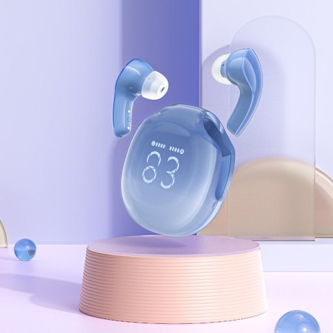 Słuchawki bezprzewodowe T9 Bluetooth 5.3 douszne USB-C niebieskie Słuchawki bezprzewodowe T9 Bluetooth 5.3 douszne USB-C niebieskie