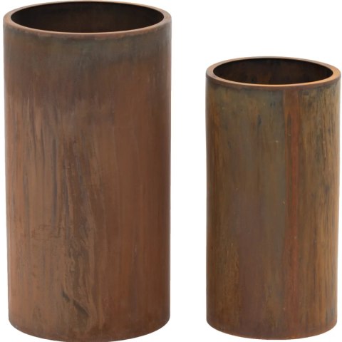 Zestaw 2 donic okrągłych na taras balkon ze stali corten - efekt rdzy Zestaw 2 donic okrągłych na taras balkon ze stali corten - efekt rdzy