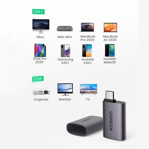 Adapter przejściówka obrazu Video USB-C na HDMI 4K szary Adapter przejściówka obrazu Video USB-C na HDMI 4K szary