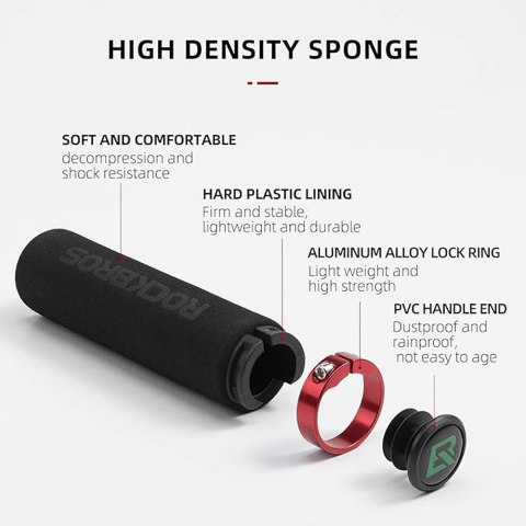 Chwyty rowerowe na kierownicę gripy z gąbki czarno-czerwone Chwyty rowerowe na kierownicę gripy z gąbki czarno-czerwone