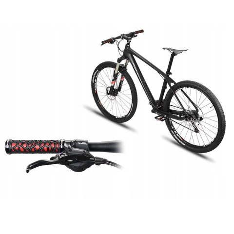 Gripy rowerowe chwyty z gumy przyczepne śr. 22mm czarno-czerwone Gripy rowerowe chwyty z gumy przyczepne śr. 22mm czarno-czerwone