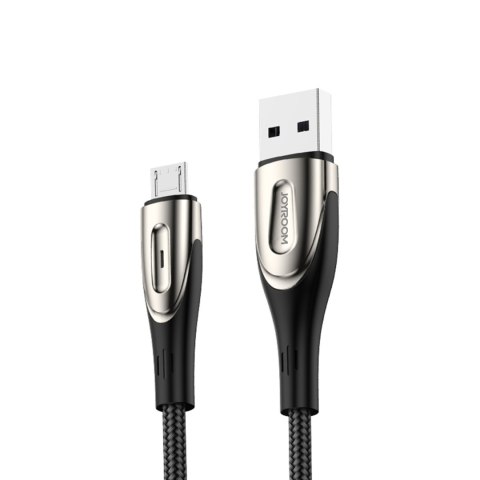 Kabel przewód USB-A - microUSB 3A wskaźnik ładowania 1.2m czarny Kabel przewód USB-A - microUSB 3A wskaźnik ładowania 1.2m czarny